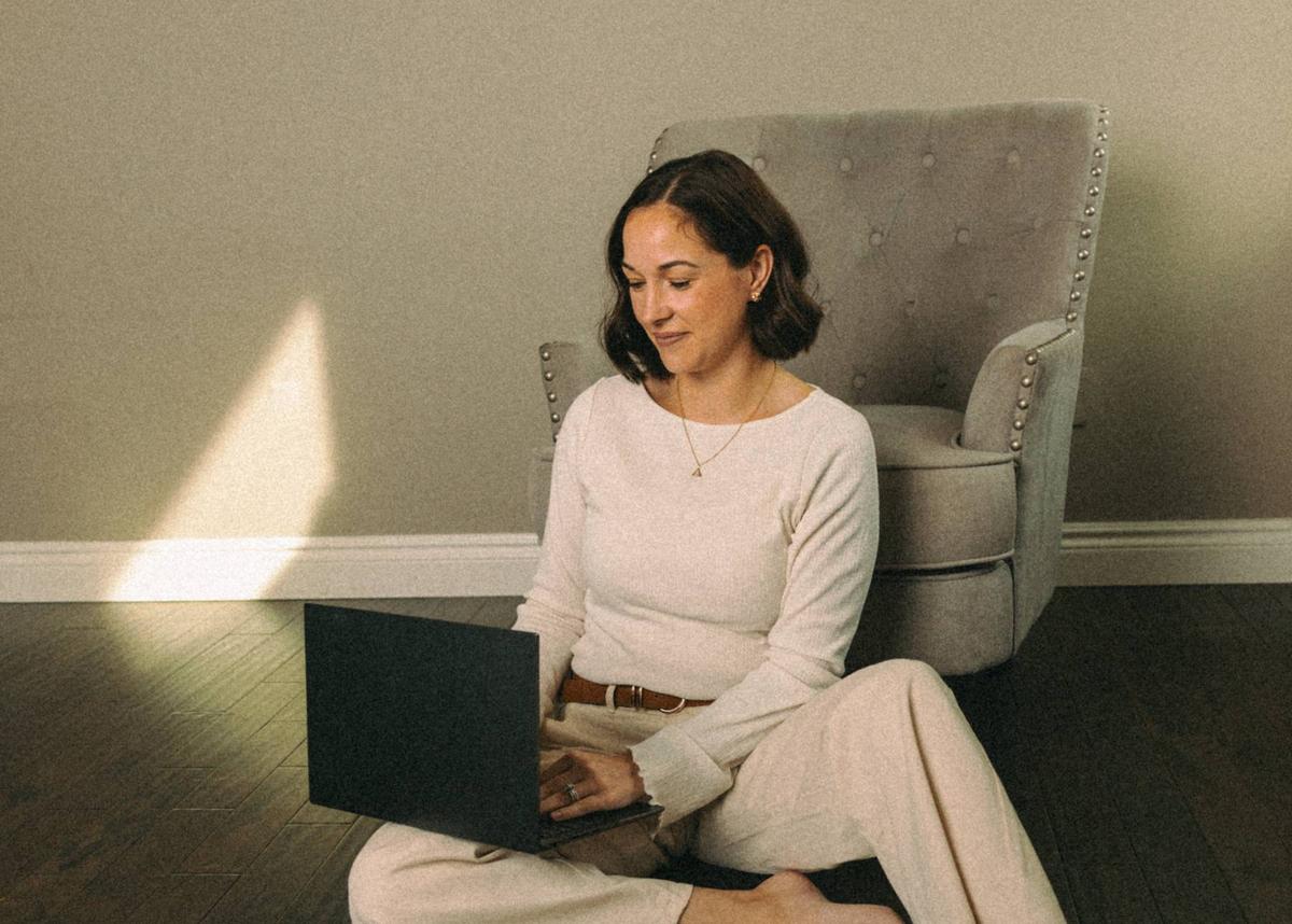 Megan Nelson working on telehealth from home